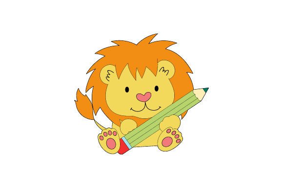 Baby Lion with Pencil for Crafts and School Amp