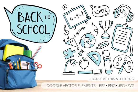 Clipart School Doodle Set: Graphics & Illustrations for Crafting