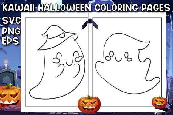 Cute Kawaii Halloween Coloring Page Graphics