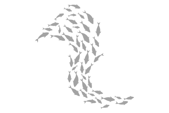 Fish School Silhouettes Underwater. Graphics & Illustrations