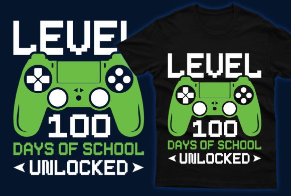 Level 100 Days of School T-Shirt Graphics for Print Templates