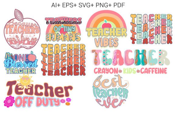 Retro Teacher Bundle: Graphics for Print Templates