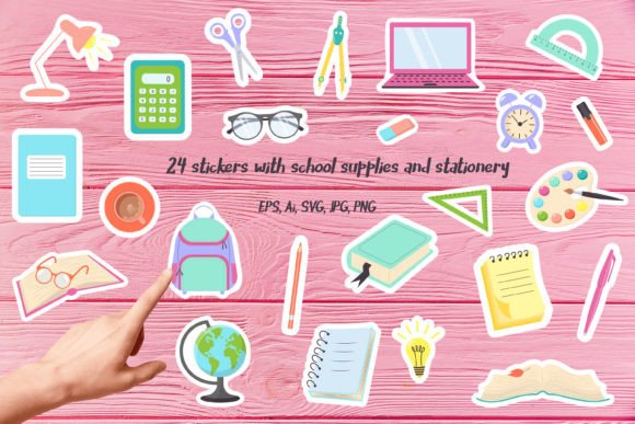 Stickers with School Supplies Graphics