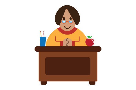Teacher Sitting Behind Desk SVG Design for School Amp Crafts